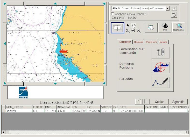 Exemple d'�cran visutrack