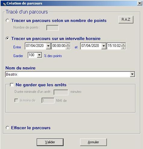 Exemple d'�cran visutrack
